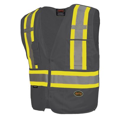 SRWV1021170U-4XL image(0) - Pioneer Zip-Up Snap Break Away Safety Vest  - Color:  Black  - Size: 4XL