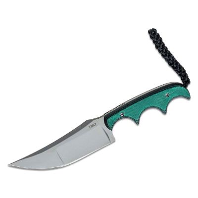 CRK2394 image(0) - CRKT (Columbia River Knife) Minimalist Katana 8Cr13MoV Bead Blast Plain Blade Fixed Blade Knife with Sheath Micarta Handle - Green/Black