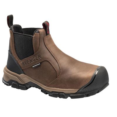 FSIA7340-8.5M image(0) - Avenger Work Boots Ripsaw - Men's Mid-Top Slip-On Boots - Aluminum Toe - IC|EH|SR|PR - Brown/Black - Size: 8.5 - D - (Regular)