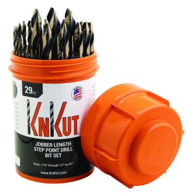 KNK29KK10DB image(0) - KnKut KnKut 29 Piece Drill Buddy Jobber Length Step Point Drill Bit Set 1/16"-1/2" by 64ths