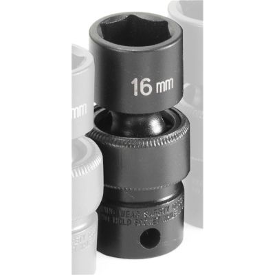 GRE1016UM image(0) - Grey Pneumatic 3/8" Drive x 16mm Standard Universal Socket