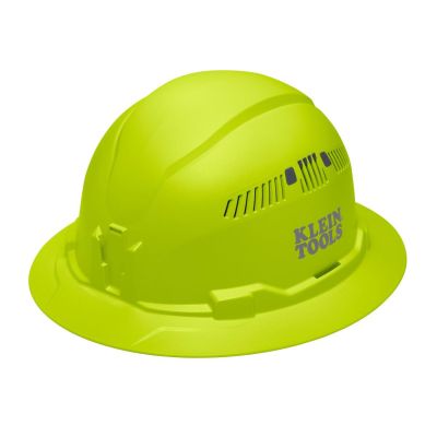 KLE60911 image(0) - Klein Tools Hard Hat, Vented, Full Brim Style, High Visibility Lime