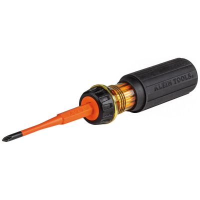 KLE32286 image(0) - Klein Tools Flip-Blade Insulated Screwdriver, 2-in1, Ph Bit #1, Sl Bit 3/16-Inch
