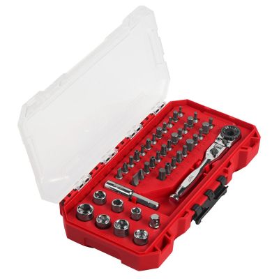 MLW48-22-2952 image(0) - Milwaukee Tool 44 Piece 1/4 Inch Hex Drive Mini Flex Head Ratchet and Bit Set