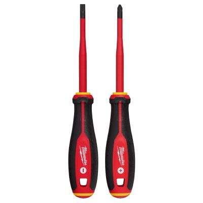MLW48-22-2207 image(0) - Milwaukee Tool 2pc 1000V Insulated Slim Tip Screwdriver Set