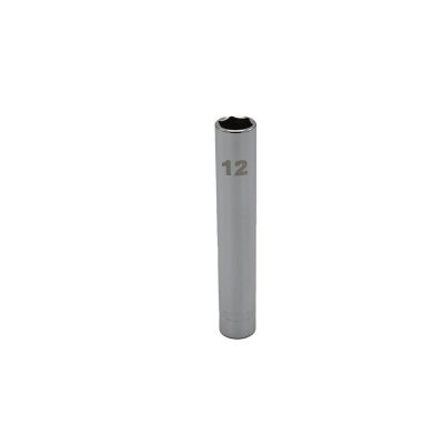 VIMEDM412 image(0) - VIM Tools 12 mm Extra Deep Metric Socket, 1/4 Inch Square Drive, Chrome