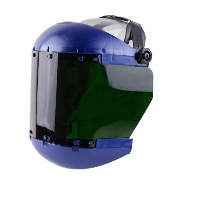 SRWS38250 image(0) - Sellstrom Face Shield - 380 Series - 6.5" x 19.5" x 0.040" Window - Shade 5 IR - Universal Hard Hat Slot Adapter Headgear - Dual Crown