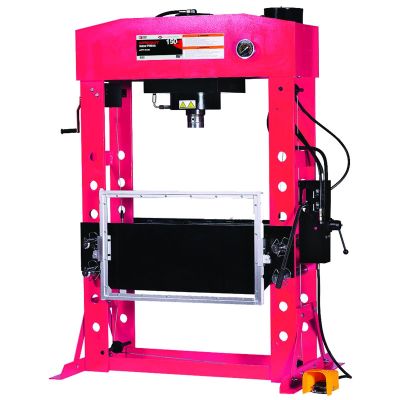 INT862ASD image(0) - American Forge & Foundry Shop Press - 150 Ton Capacity - Foot Operated Air Motor/Manual Pump W/ Hydraulic Ram - Built In Polycarbonate Press Guard - 10 pc  Pin & Bearing Press Adapter Set Included - SUPER DUTY
