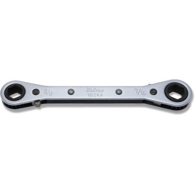 KKN102KA-3-8X7-16 image(0) - Ko-ken USA 102KA-3/8X7/16 Ratcheting Ring Wrench 3/8x7/16 6 Point Length 141 mm Reversible