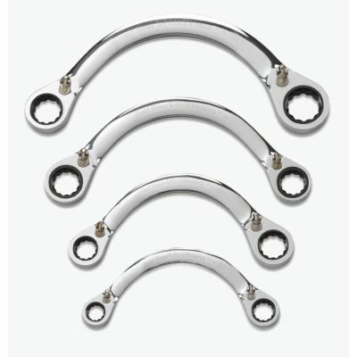 KDT9840D image(0) - GearWrench 4 Piece 72-Tooth 12 Point Reversible Half Moon Double Box Ratcheting SAE Wrench Set