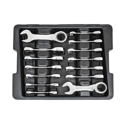 KDT85206 image(0) - GEARWRENCH 14 Piece 72-Tooth 12 Point Stubby Ratcheting SAE/Metric Combination Wrench Set