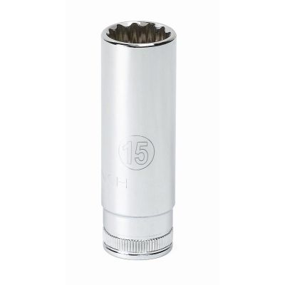 KDT80242 image(0) - GEARWRENCH 1/4 Inch Drive 12 Point Deep Metric Socket 15mm
