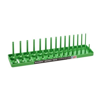 HNE3804 image(0) - Hansen Global 3/8 Inch Metric 2 Row Regular/Deep Socket Holder Tray - Green