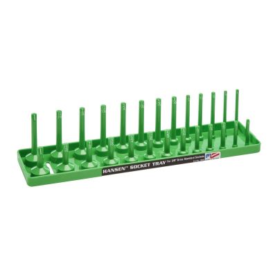 HNE3803 image(0) - Hansen Global 3/8 Inch Standard 2 Row Regular/Deep Socket Holder Tray - Green