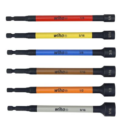 WIH70486 image(0) - Wiha Tools 6 Pc SAE Color Coded Magnetic Nut Setter Set
