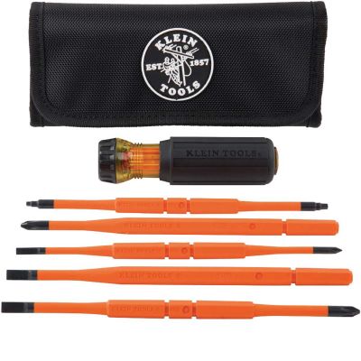 KLE32293 image(0) - Klein Tools Flip-Blade Insulated Screwdriver, 2-in1, Ph Bit #2, Sl Bit 1/4-Inch