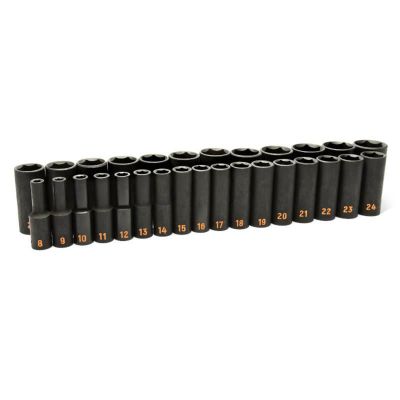 KDT84935H image(0) - GEARWRENCH 29 Piece 1/2" Drive 6 Point Metric Hi-Viz Deep Impact Socket Set