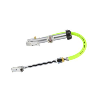 LEGAL2051FZ image(0) - Legacy Manufacturing Flexzilla Dual Foot Tire Inflator with, 12" Hose, Glass Sight Gauge (10 to 120 psi), ZillaGreen