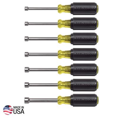 KLE65160 image(0) - Klein Tools Nut Driver Set, Metric Nut Drivers, 3-Inch Shafts, 7-Piece