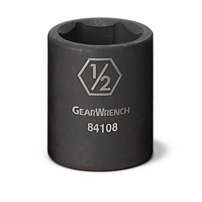 KDT84108 image(0) - GEARWRENCH 1/4 Inch Drive 6 Point Standard Impact SAE Socket 1/2 Inch