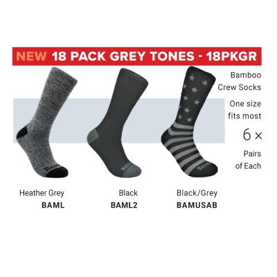 RDB12PKGR image(0) - Redback Boots USA 18 pair Variety Grey Sock Bundle