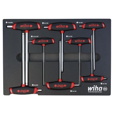 WIH54079 image(0) - WIHA Tools 8 Piece SoftGrip Dual Drive Hex Metric T-Handle Tray Set