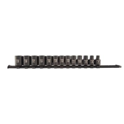 SUN3358A image(0) - SUNEX 3/8" Dr. Metric Impact Socket Set on Rail