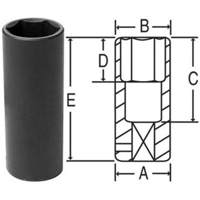 GRE2021MDT image(0) - Grey Pneumatic 1/2" Drive x 21mm Extra-Thin Wall Deep Socket
