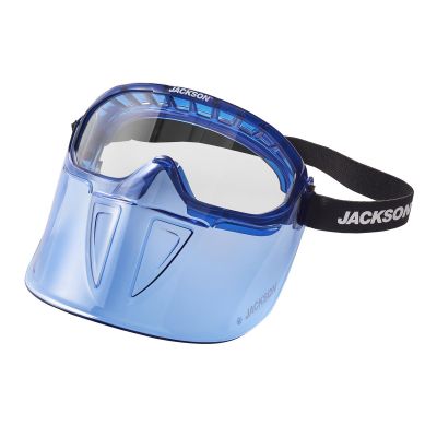 SRW21000 image(0) - Jackson Safety Safety Goggle - GPL500 Premium Series - Clear Lens - Anti-Fog - with Flip-Up Detachable Face Shield - Blue Body