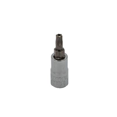VIMPFS4TR25 image(0) - VIM Tools TR25 Tamper Proof TORX Gun Metal Gray Bit, Satin Chrome 1/4 Inch Square Drive Bit Holder