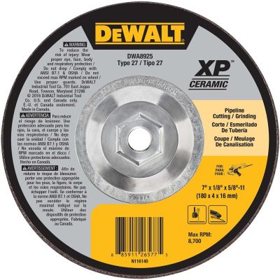 DWTDWA8925 image(0) - DEWALT Extended Performance Pipeline Grinding 7-Inch X 1/8-Inch X 5/8-Inch -11 Ceramic Abrasive