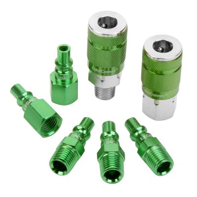 LEGA71457B image(0) - Legacy Manufacturing ColorConnex Coupler and Plug Kit, 7-Piece, Type B, 1/4" Body, 1/4" NPT, Green
