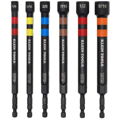 KLE32946S image(0) - Klein Tools Magnetic Power Nut Setters, 4-Inch Shaft, 6-Piece