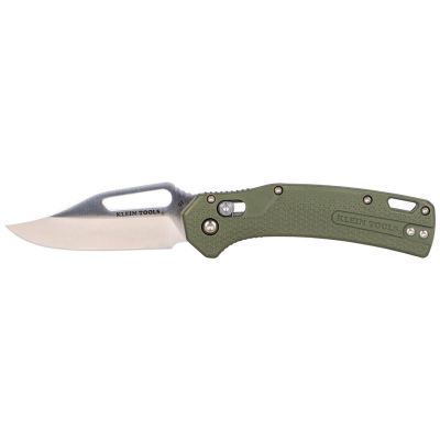 KLEOGK002GNT image(0) - Klein Tools KTO Resurgence Knife, Clip Point Blade, Moss Green Handle