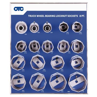 OTC9851A image(0) - OTC 8-pt Wheel Bearing Locknut Sockets with Tool Board