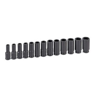 GRE1213MDG image(0) - Grey Pneumatic 3/8" Drive 13 Piece Deep Metric Magnetic Impact Set