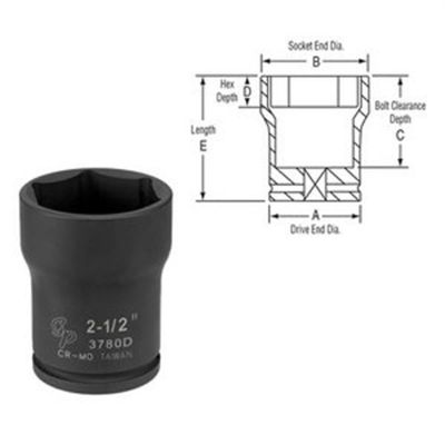 GRE3784D image(0) - Grey Pneumatic 3/4" Drive x 2-5/8" Deep Truck Pinion Locknut  Socket