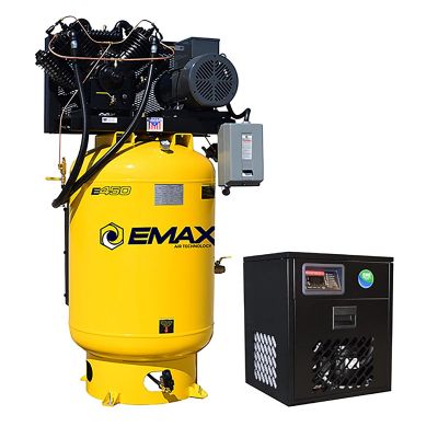 EMXESP10V120V3PK image(0) - Emax Compressor Silent Industrial Plus 10 HP 3-Phase 120 gal.Vertical Compressor with 58 CFM Dryer Bundle-With Pressure Lube Pump