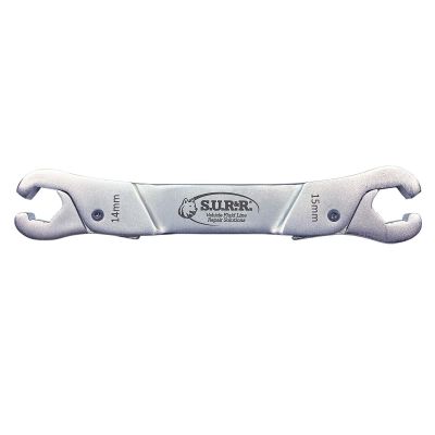 SRRRLW1415 image(0) - S.U.R.&R. Versatile line wrench featuring unique ratcheting push on / pull off operation. Designed for convenient, single-handed use. Sizes: 14mm (9/16&rdquo;) & 15mm (19/32&rdquo;)