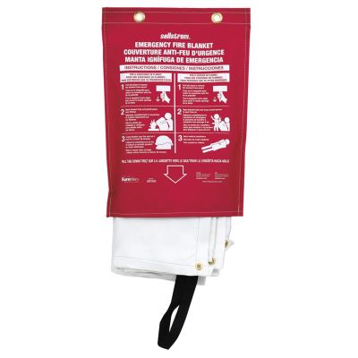 SRWS97450 image(0) - Sellstrom 100% Fiberglass High Temp Emergency Fire Blanket in Red vinyl hanging pouch with carrying handles