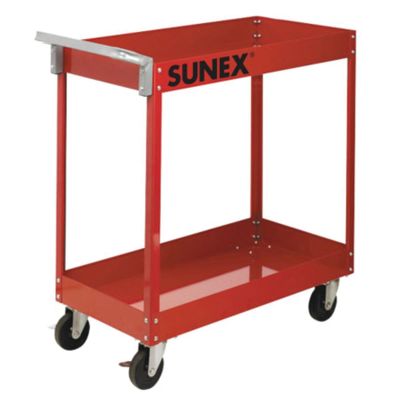 SUN8003SC image(0) - SUNEX 350lb Capacity Economy 2-Shelf Service Cart - Red