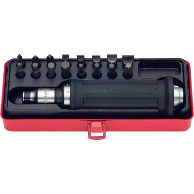 KKNAG112H image(0) - Ko-ken USA AG112H 1/2 Square Drive Attack Driver Set Rubber Grip 18 pieces