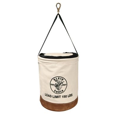 KLE5104CLRFR image(0) - Klein Tools Canvas Bucket, Flame-Resistant, Top Closing, 12-Inch