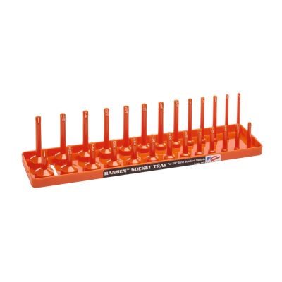 HNE3805 image(0) - Hansen Global 3/8 Inch Standard 2 Row Regular/Deep Socket Holder Tray - Color Orange