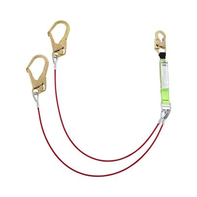 SRWV8108426 image(0) - PeakWorks Shock Absorbing Lanyards - Tear Pack 1/4" PVC Coated Cable -  Double Leg - Weight Capacity 130 to 310 Lbs - 6'