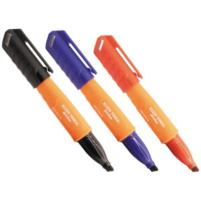 KLE861923 image(0) - Klein Tools Skribes&trade; Chisel Tip Permanent Markers, Multi-Color, 3-Piece