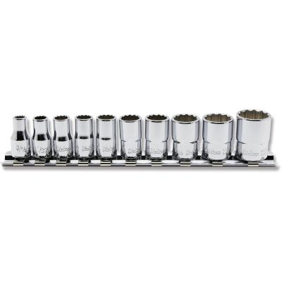 KKNRSAS2405A-10 image(0) - Ko-ken USA RSAS2405A/10 1/4 Square Drive Socket Set 3/16-9/16 12 Point 150 mm Aerospace 10 pieces
