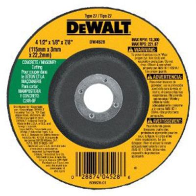 DWTDW4528 image(0) - DeWalt HP 4-1/2-in. x 1/8-in. x 7/8-in. T27 Silicon Carbide Grinding Wheel for Concrete & Masonry