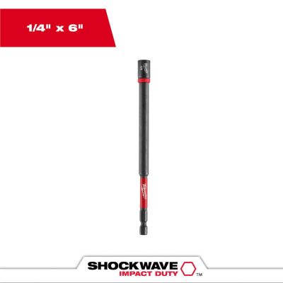 MLW49-66-4682 image(0) - Milwaukee Tool SHOCKWAVE Impact Duty 1/4 Inch x 6 Inch Magnetic Nut Driver Bulk 10