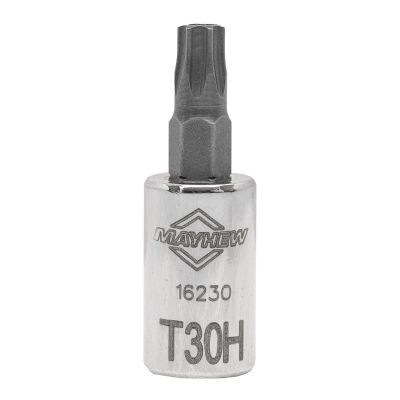 MAY16230 image(0) - Mayhew Mayhew T30H Tamper Torx&reg; Short Insert Socket Bit, 1/4-Inch Drive